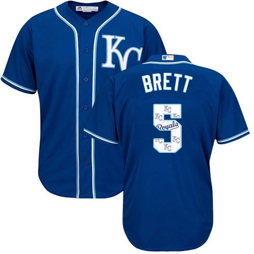 Royals #5 George Brett Royal Blue Team Logo Fashion Stitched MLB Jersey